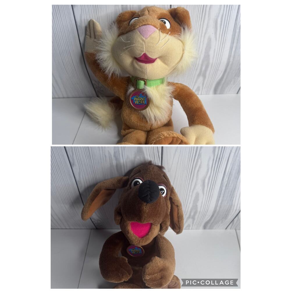 Vintage Set of 2 1994 Fisher Price The Puzzle Place 14" Nuzzle & Sizzle Plush